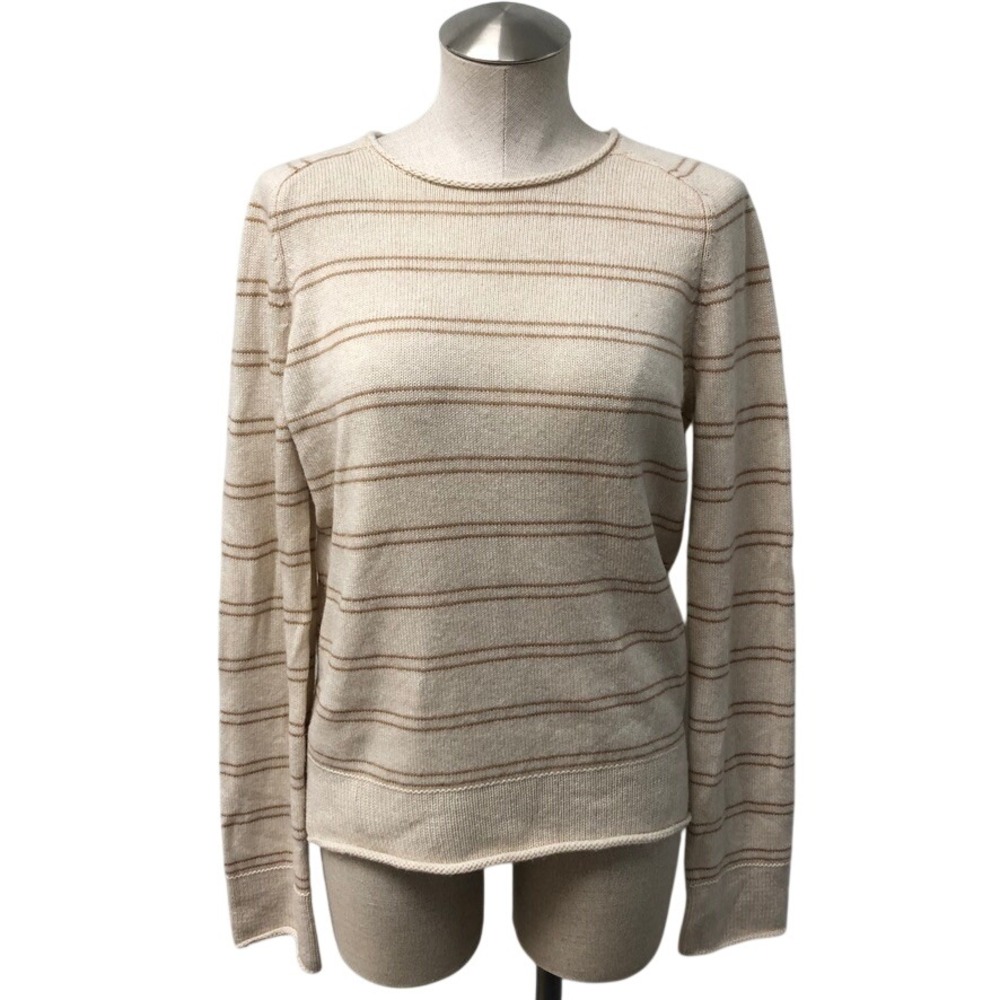 Vince Sweater Womens Small Cream Tan Striped Long Sleeve Crew Neck